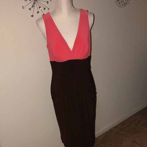 Cute Coral and Brown Dress - Picture 2 of 4